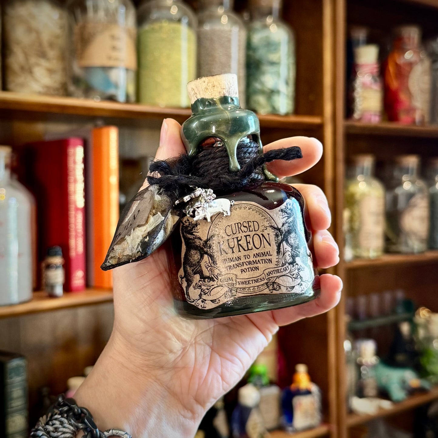 Cursed Kykeon, A Decorative Color Changing Potion Bottle Prop