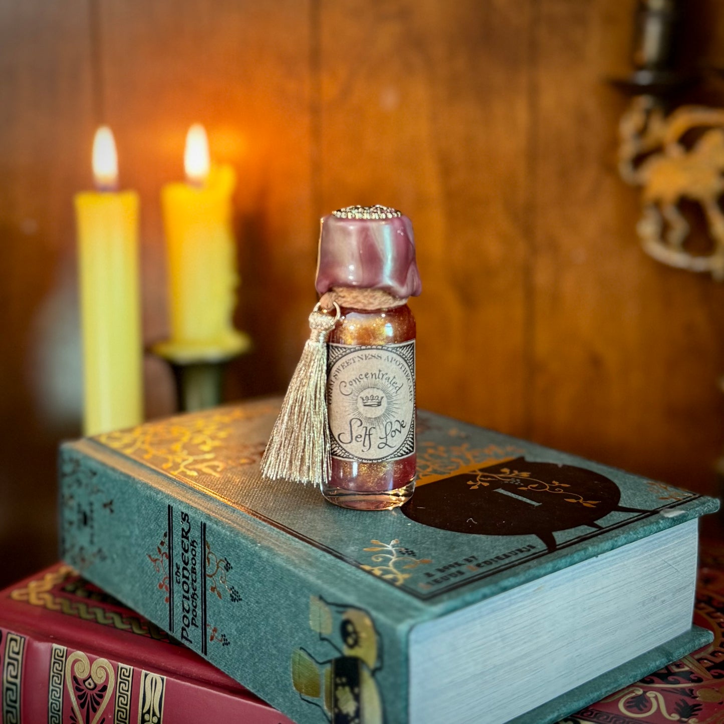 Self Love, A Rose Quartz Infused Mini Potion Bottle Fidget TASSEL