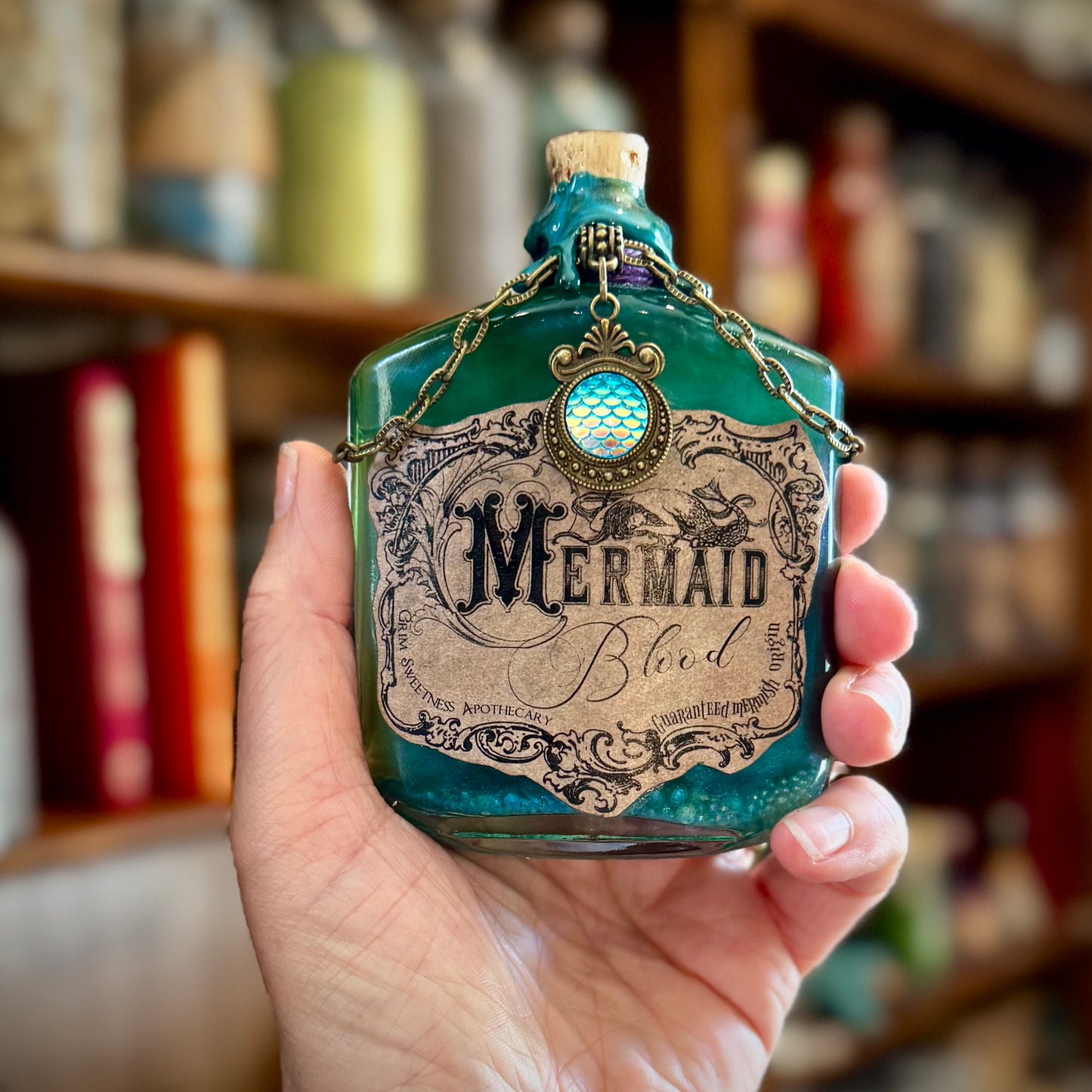 Mermaid Blood, A Color Shifting Potion Bottle Prop
