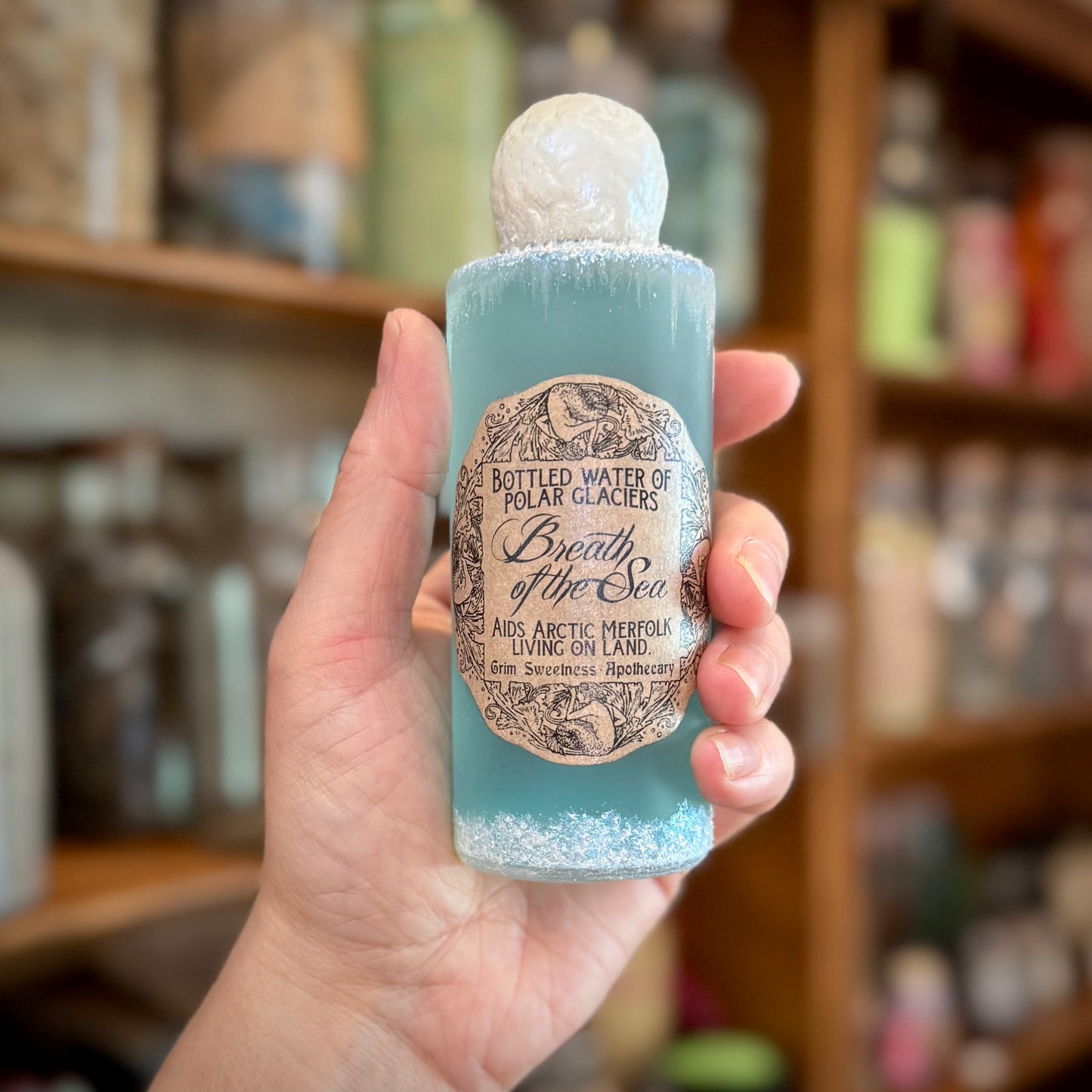 Breath of the Sea, Arctic Mermaid Swirling Potion Bottle Prop