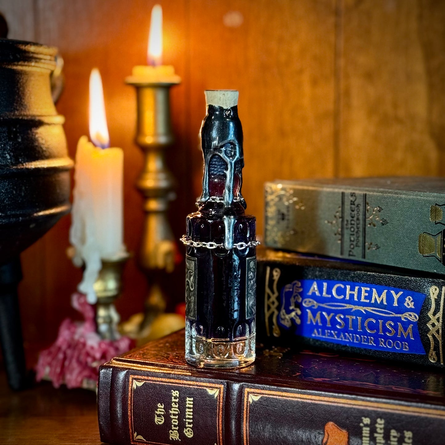 Small Bottled Nightmares, A Swirling Night Sky Potion Bottle Prop