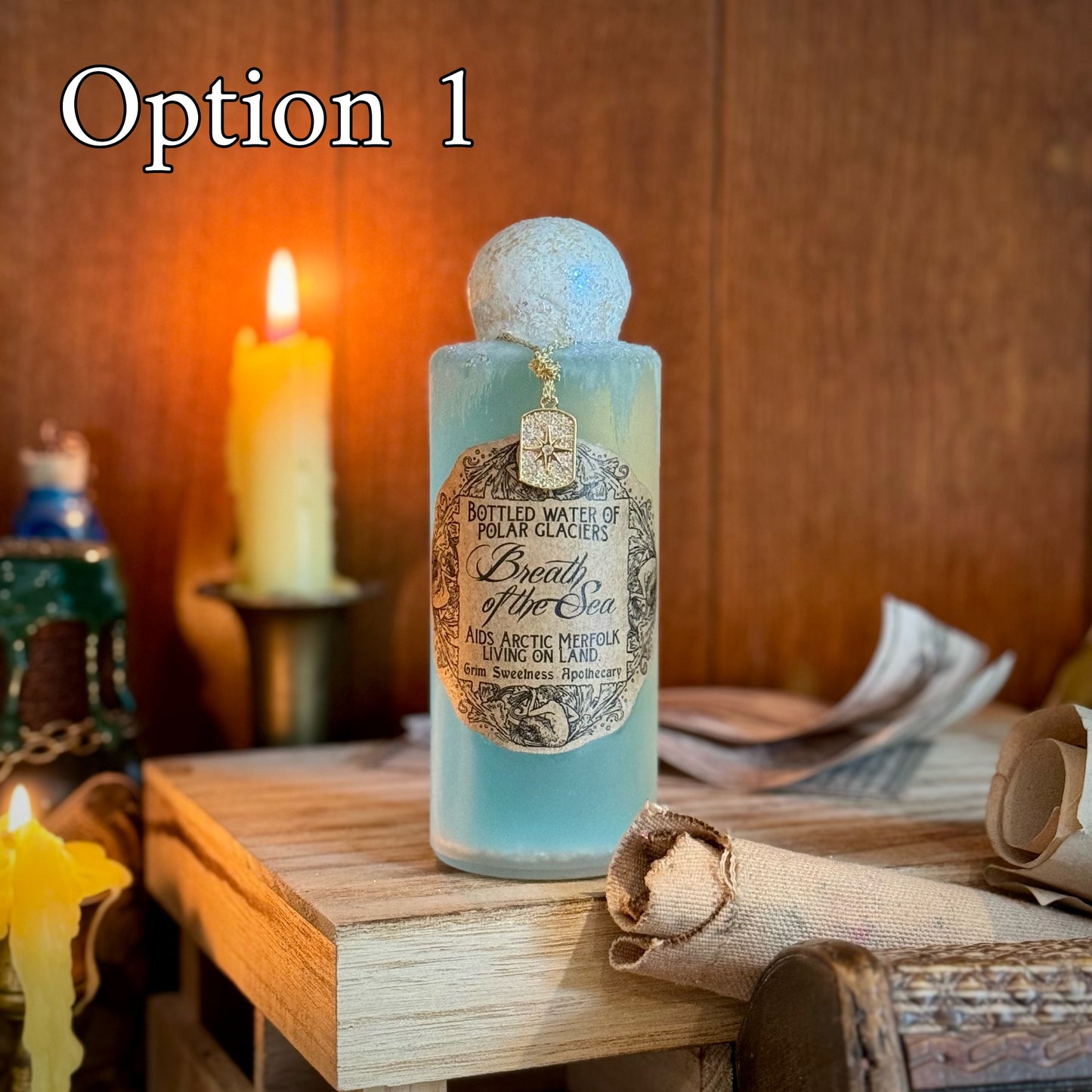 Breath of the Sea, Arctic Mermaid Swirling Potion Bottle Prop