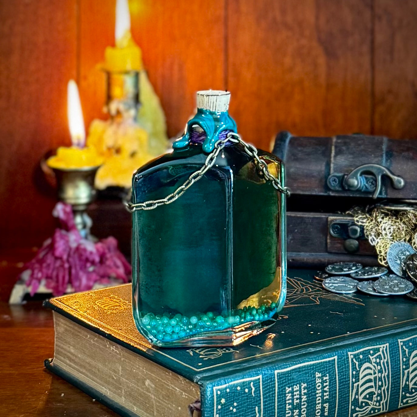 Mermaid Blood, A Color Shifting Potion Bottle Prop