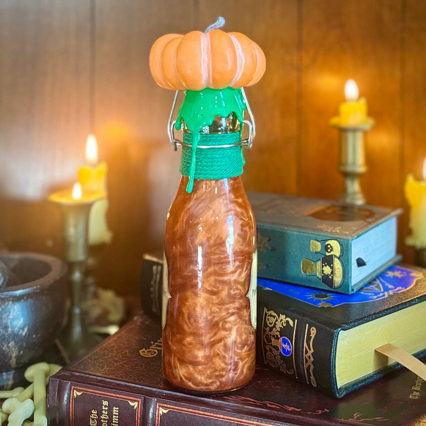 Pumpkin Juice, A Swirling Decorative Potion Bottle