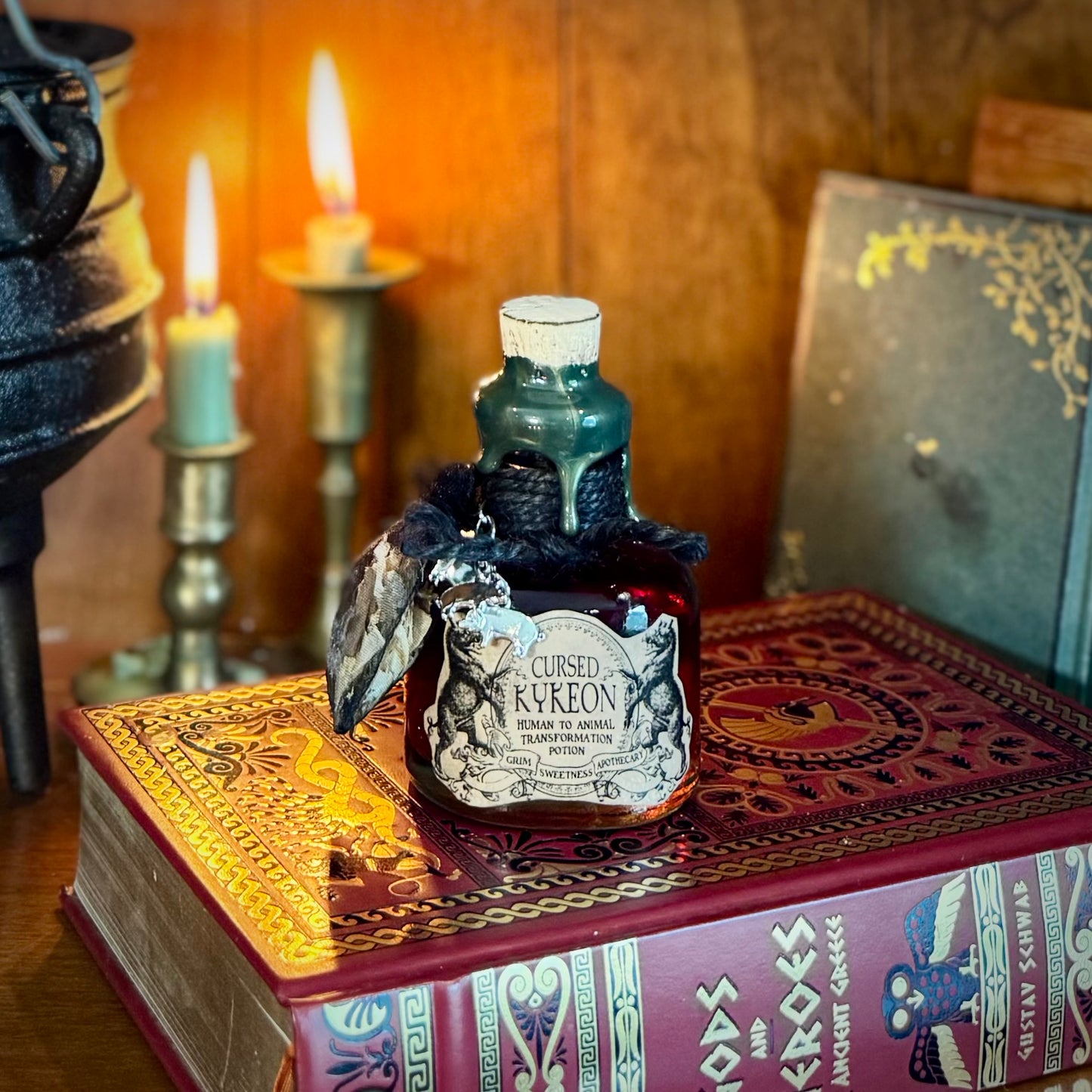 Cursed Kykeon, A Decorative Color Changing Potion Bottle Prop