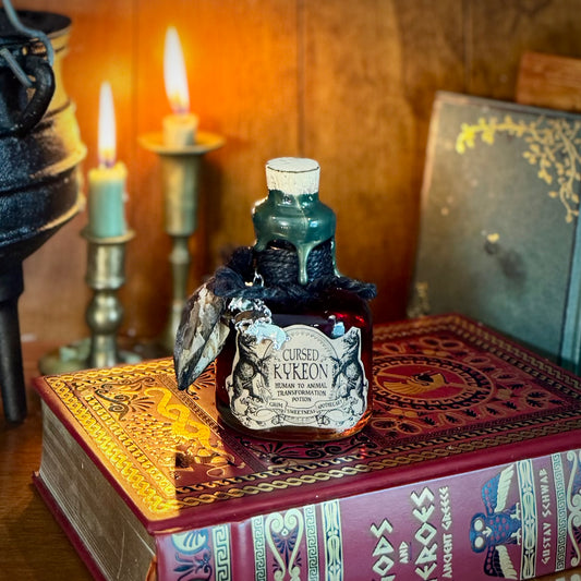 Cursed Kykeon, A Decorative Color Changing Potion Bottle Prop