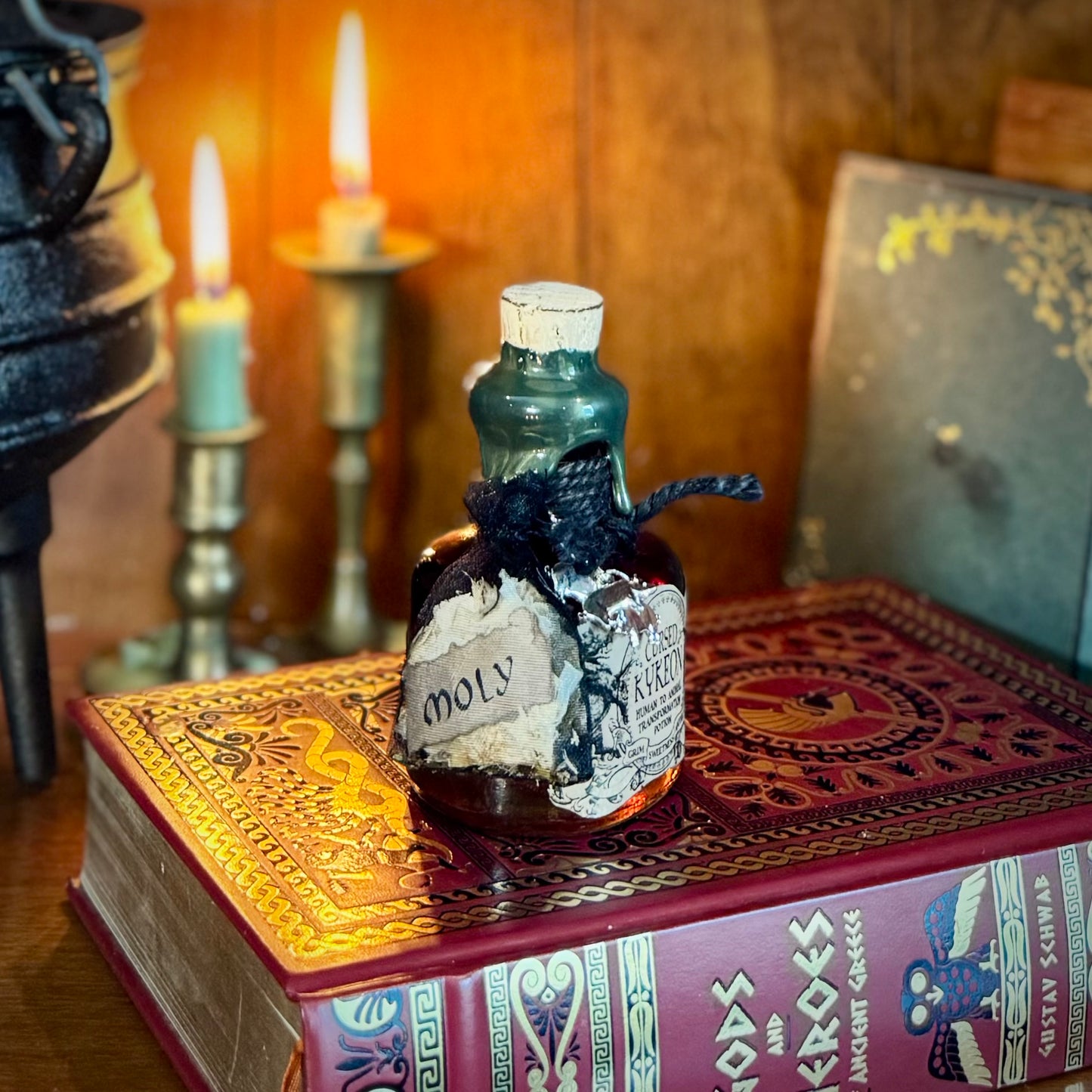 Cursed Kykeon, A Decorative Color Changing Potion Bottle Prop