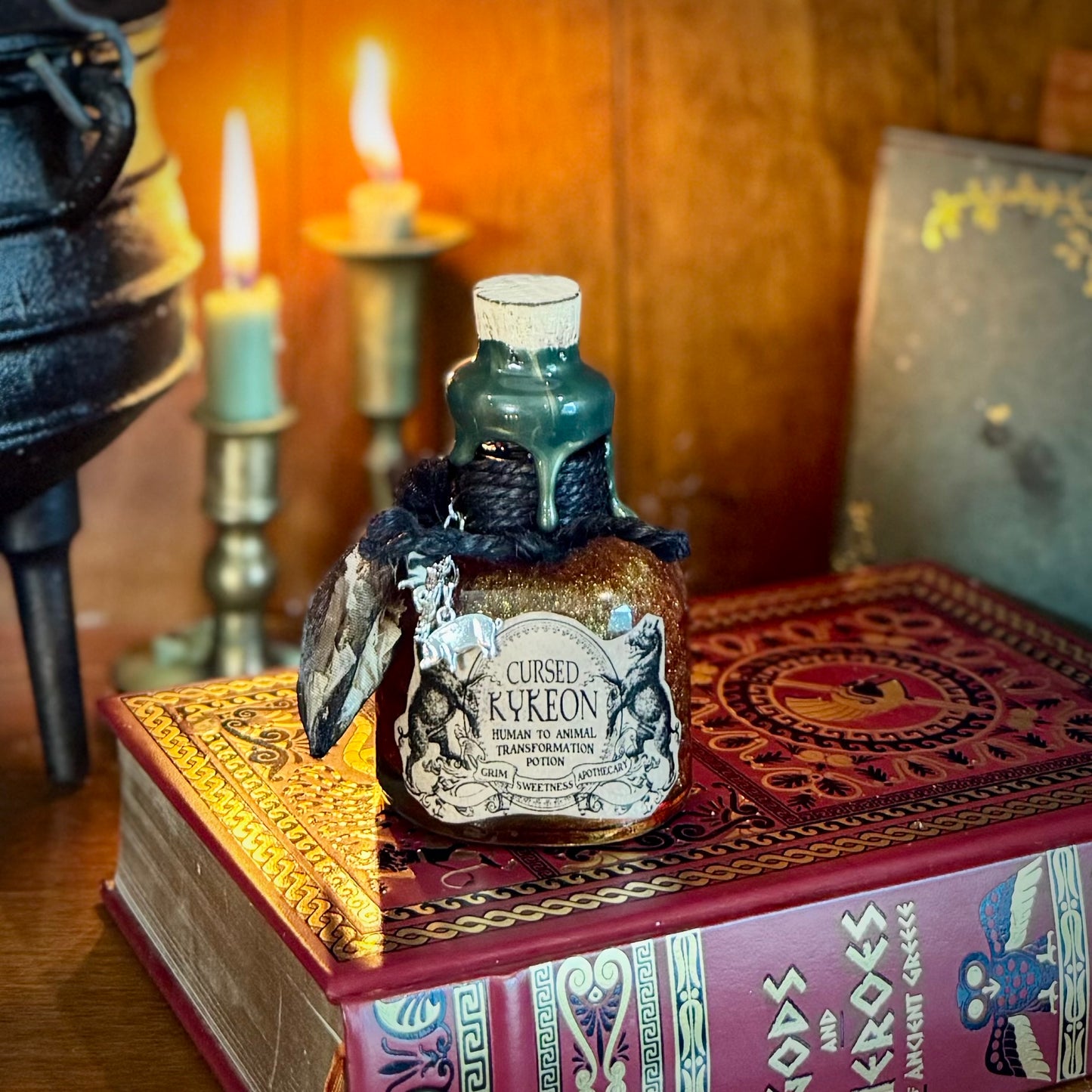 Cursed Kykeon, A Decorative Color Changing Potion Bottle Prop