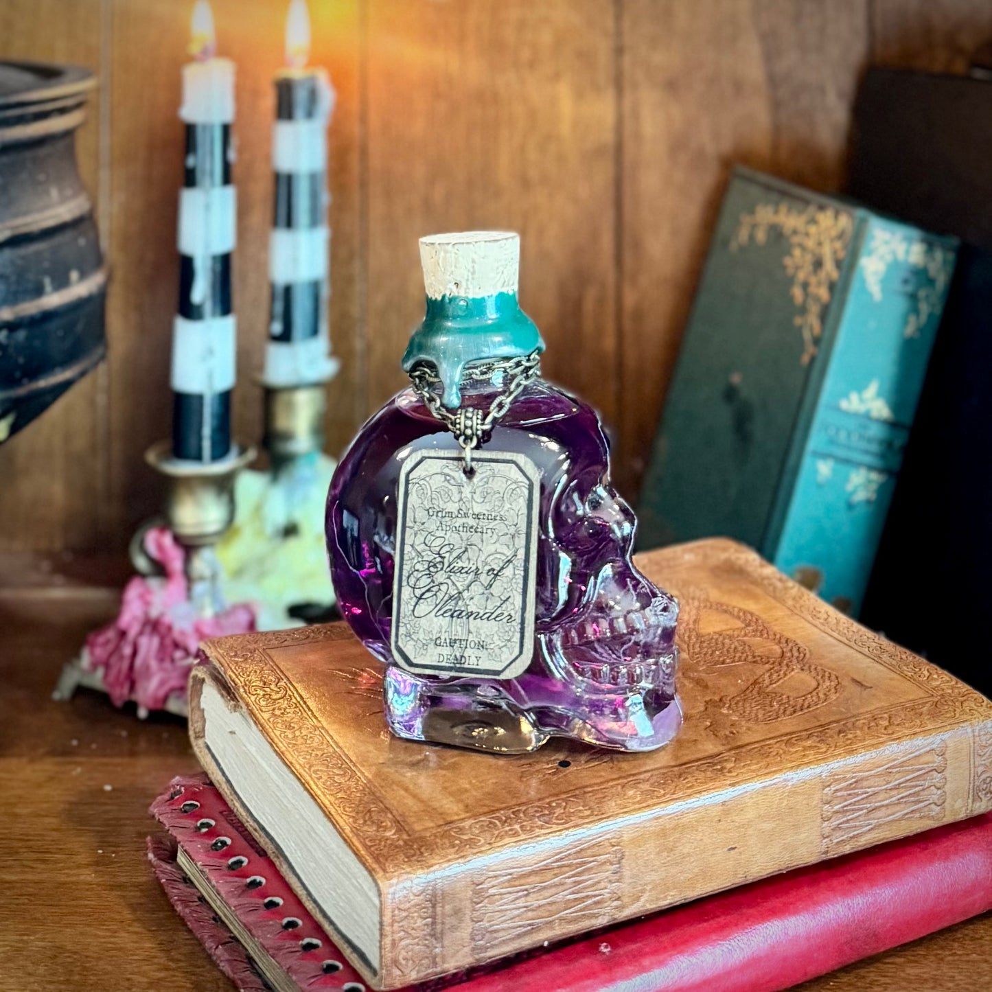 Elixir of Oleander, A Color Changing Potion Bottle Prop (With Etched Cracking)