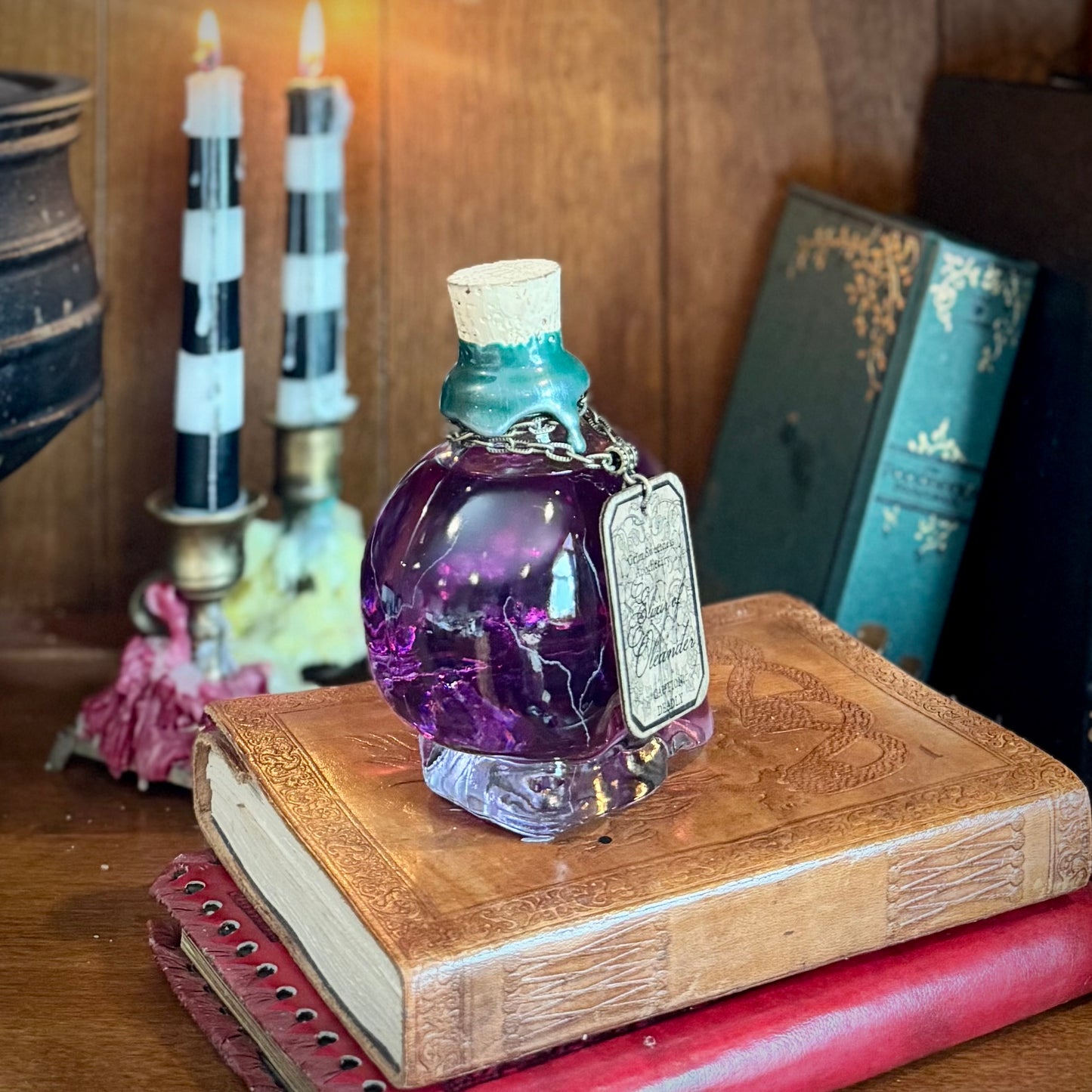 Elixir of Oleander, A Color Changing Potion Bottle Prop (With Etched Cracking)