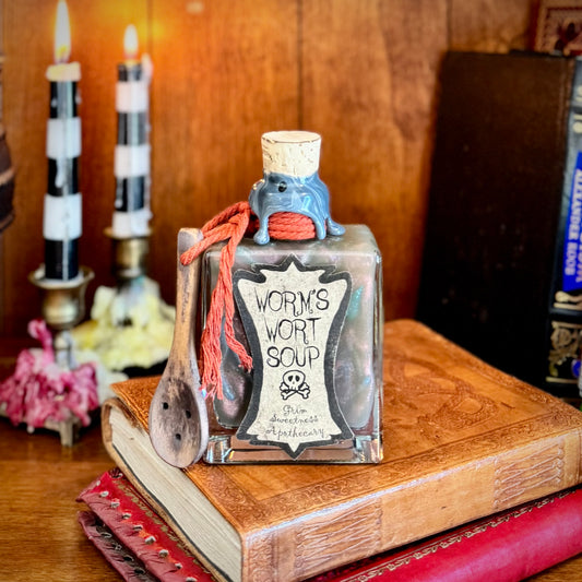 Sally's Worm Wort Soup, A Color Changing Decorative Potion Bottle- WORMS