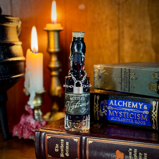 Small Bottled Nightmares, A Swirling Night Sky Potion Bottle Prop