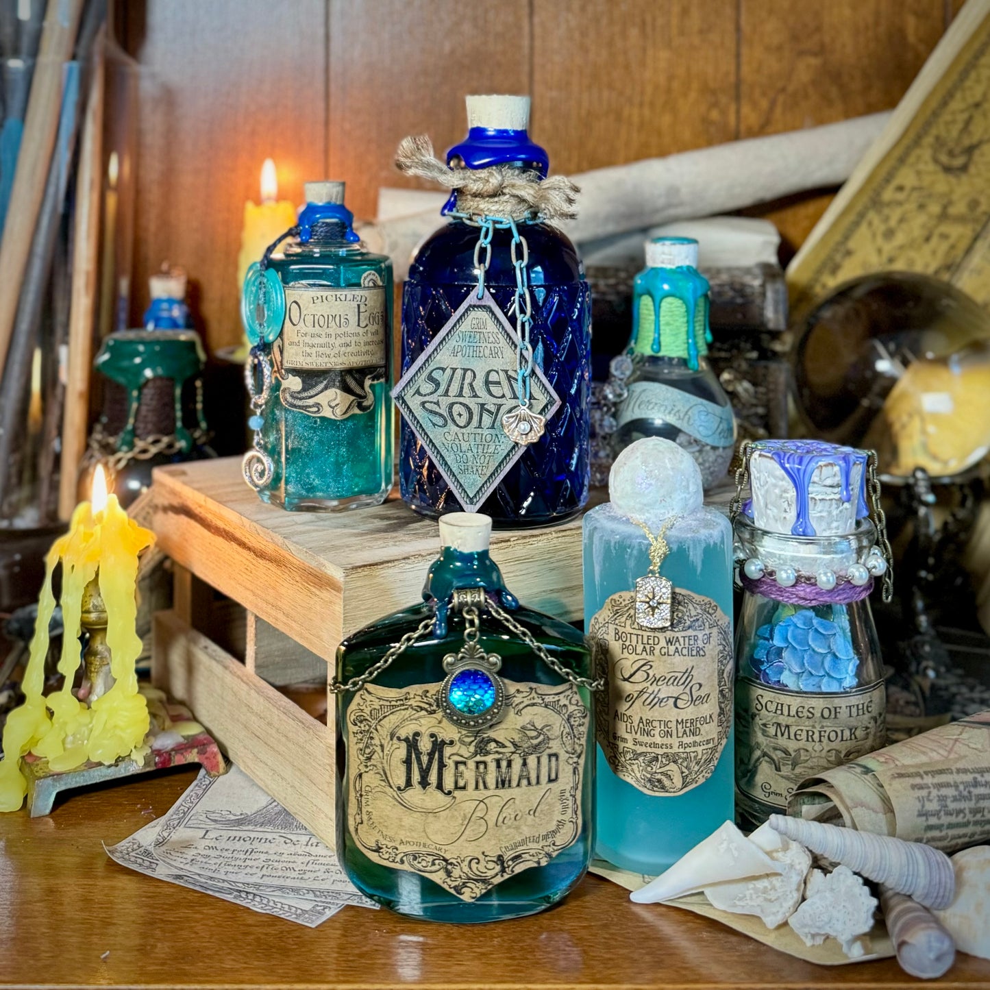 Breath of the Sea, Arctic Mermaid Swirling Potion Bottle Prop