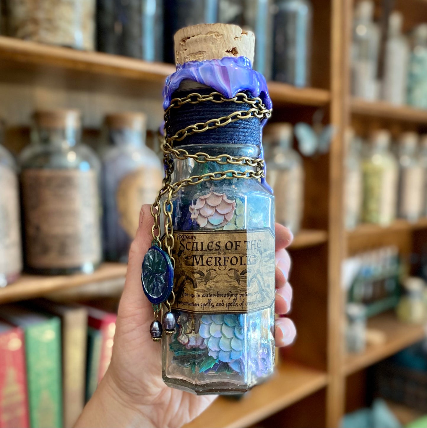 Antique Scales of The Merfolk, A Decorative Apothecary Jar