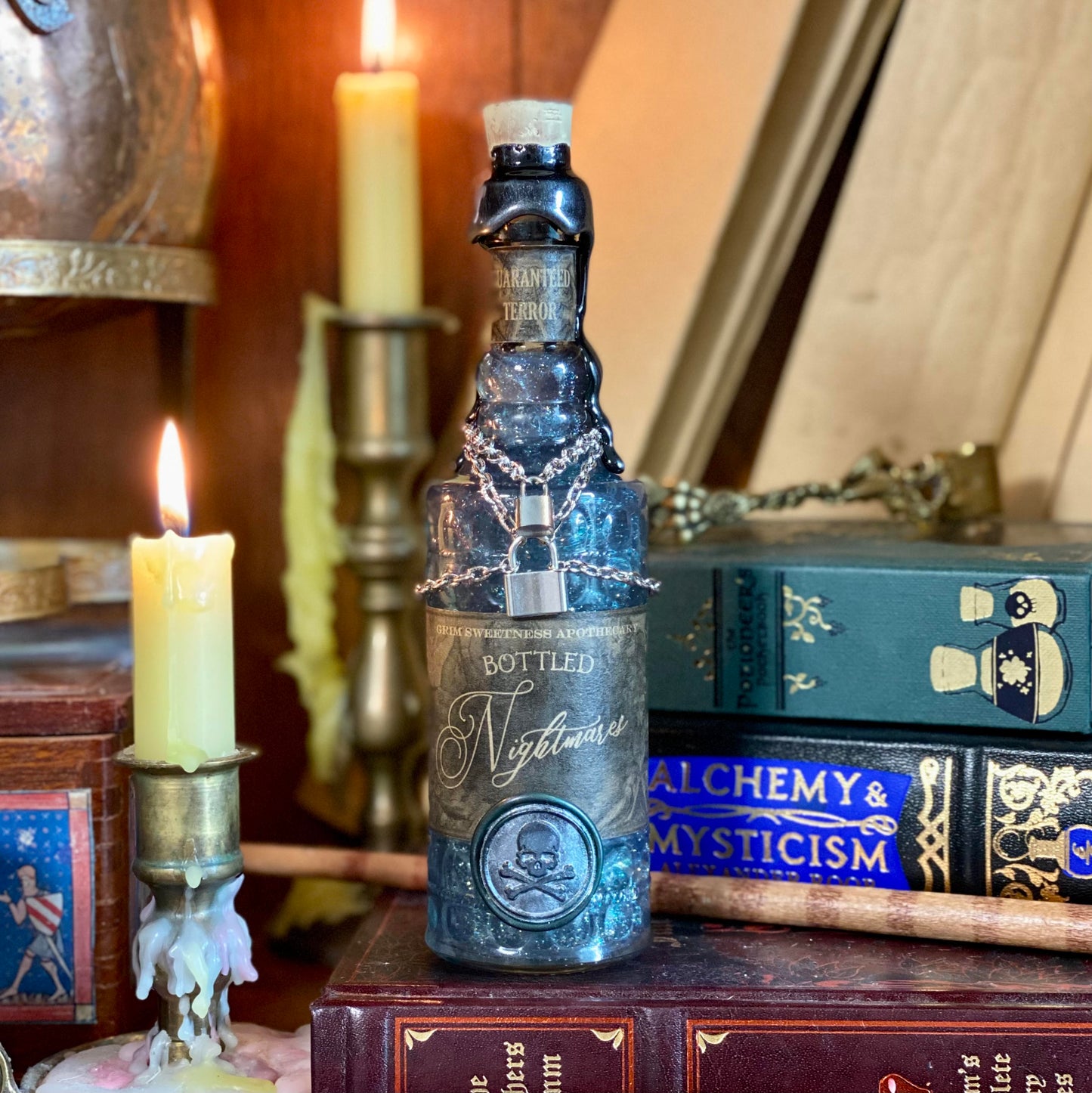 Bottled Nightmares, A Swirling Night Sky Potion Bottle