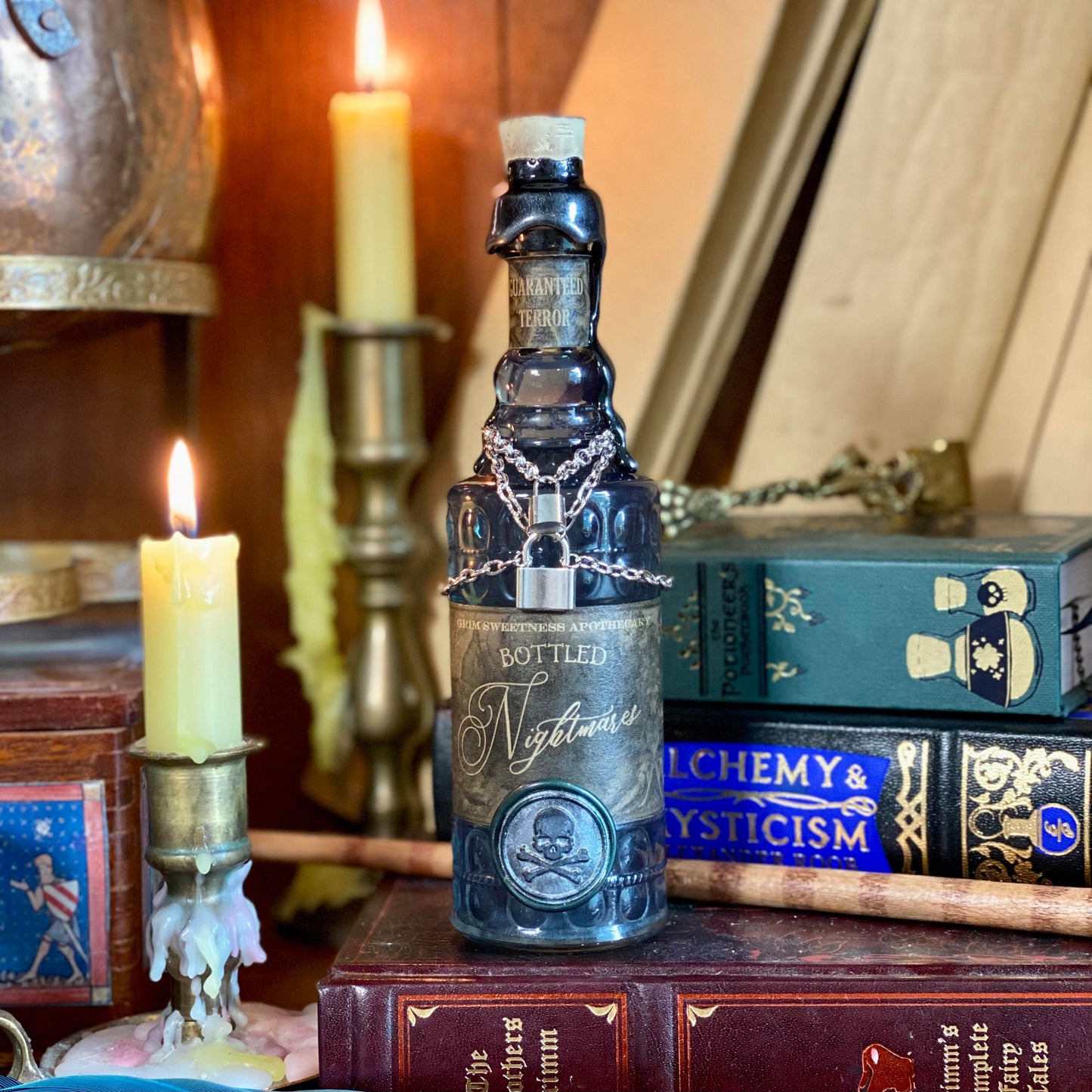 Bottled Nightmares, A Swirling Night Sky Potion Bottle