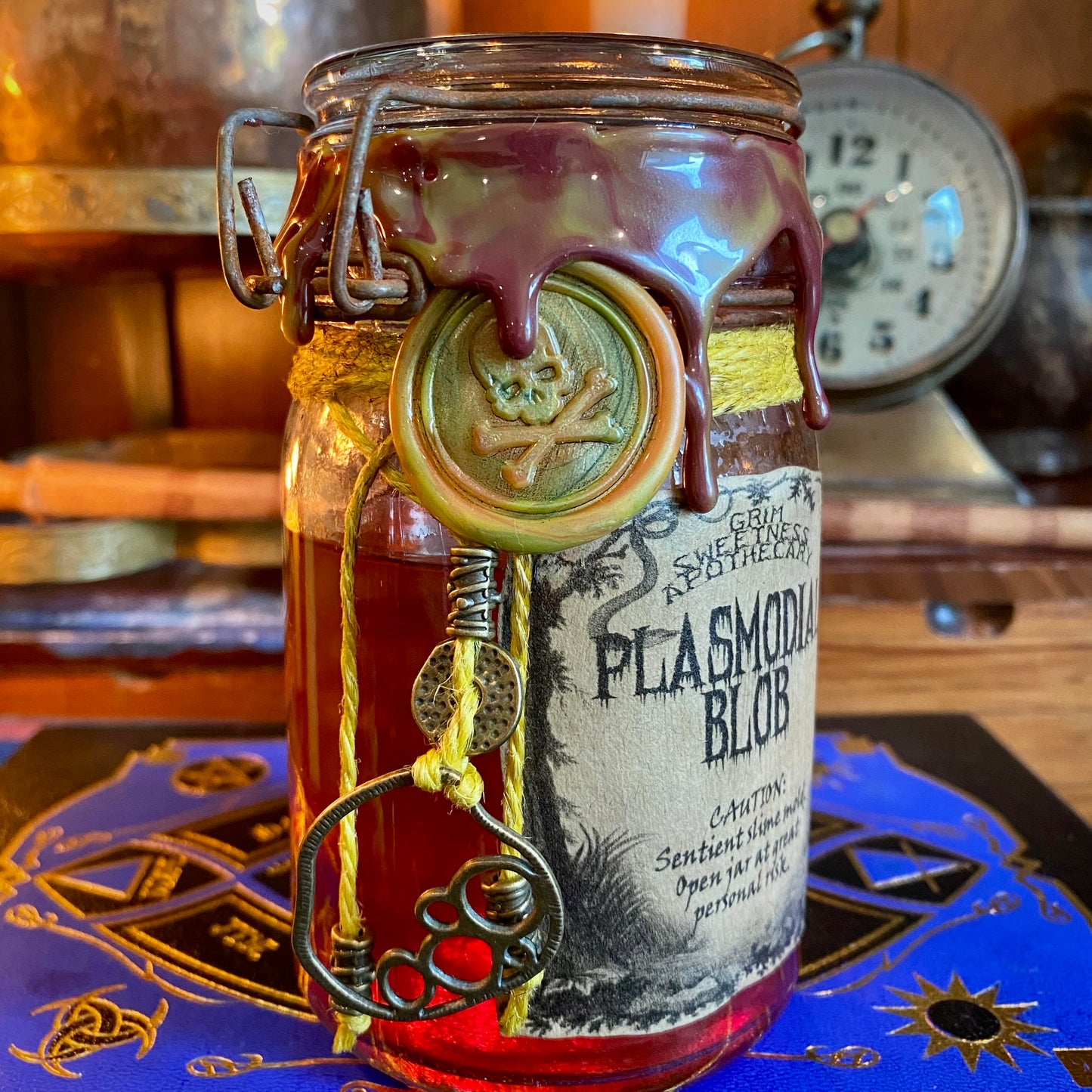 Plasmodial Blob, A Sentient Slime Mold, Fantasy Apothecary Jar