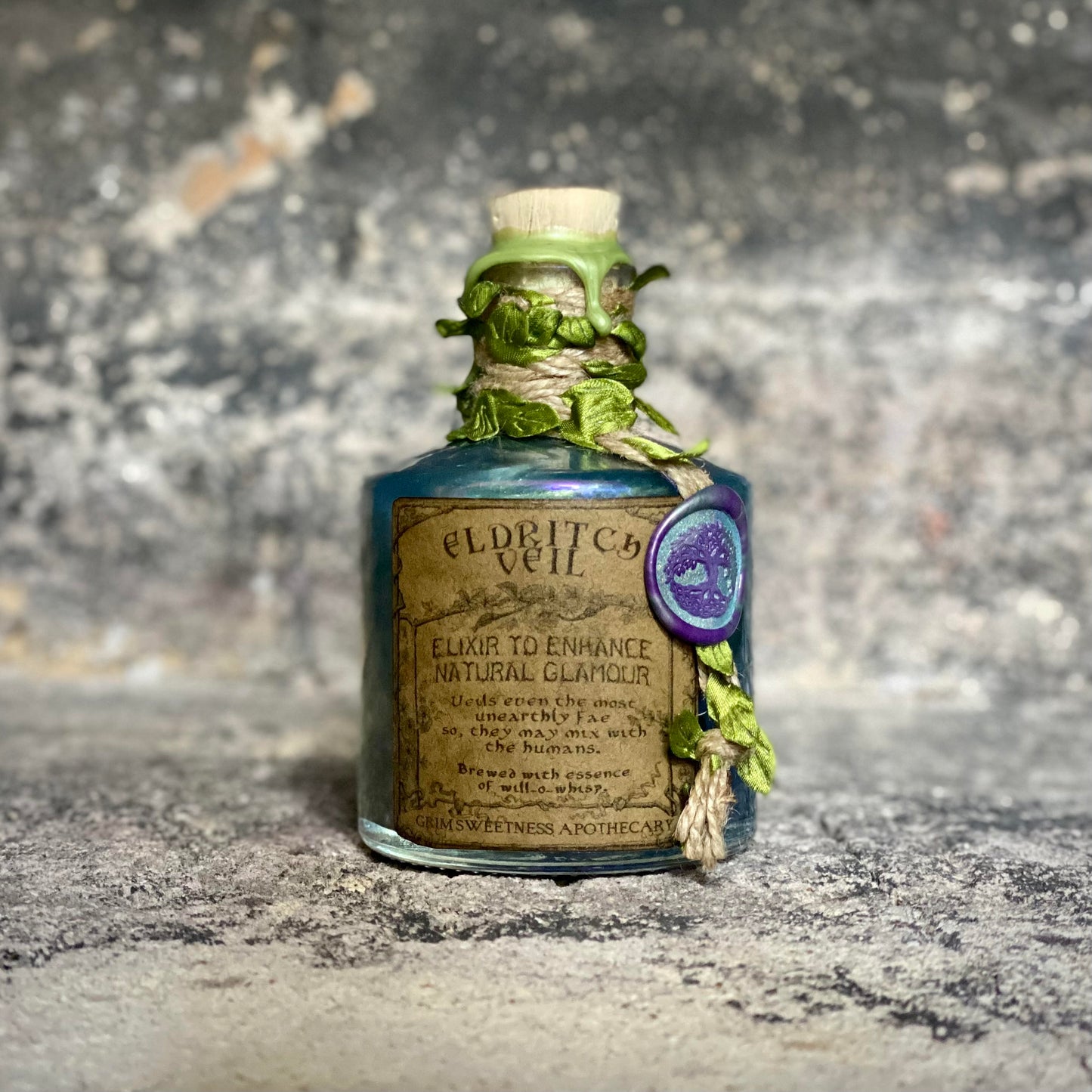 Eldritch Veil. A Fae, Iridescent, Color Change Decorative Potion Bottle