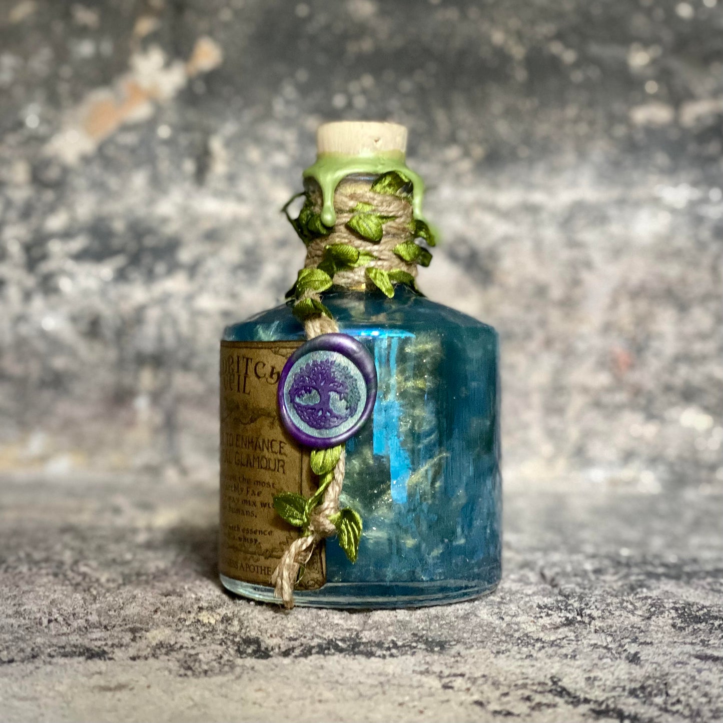 Eldritch Veil. A Fae, Iridescent, Color Change Decorative Potion Bottle