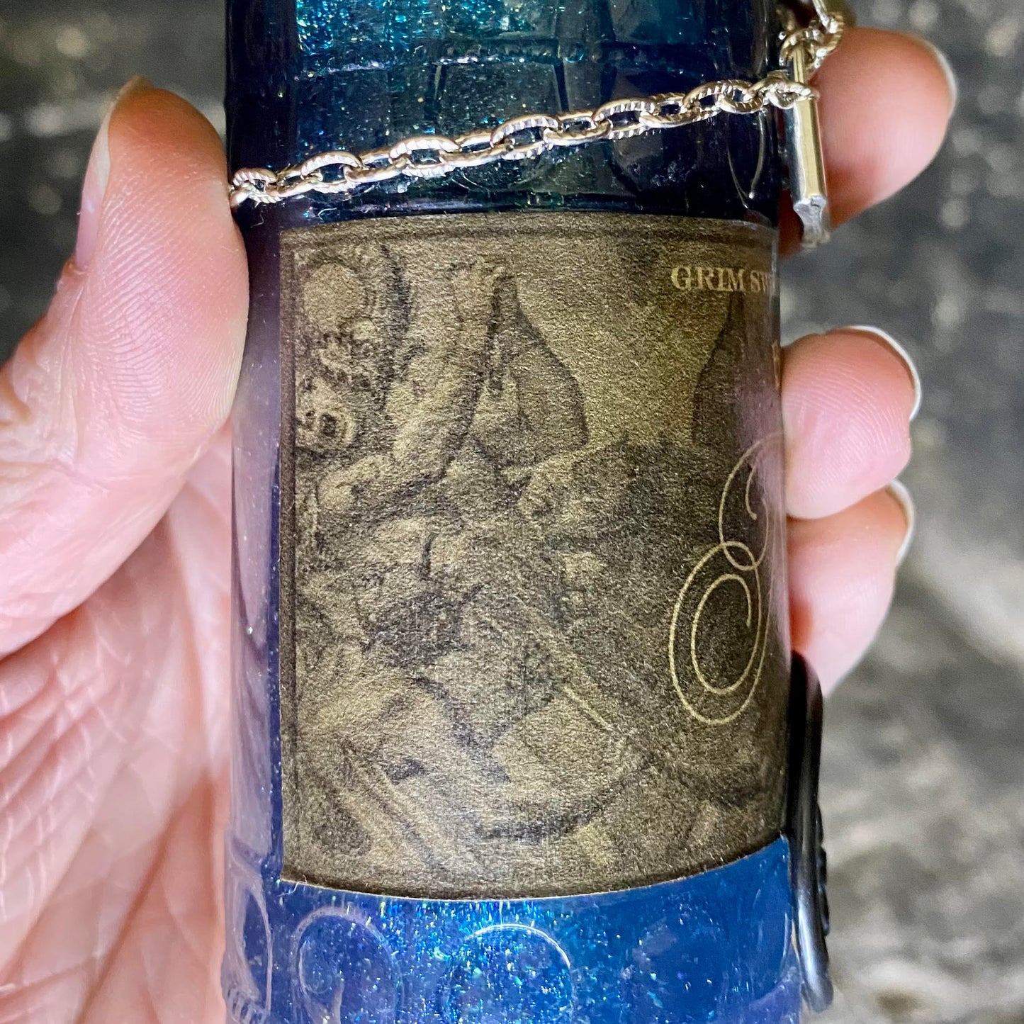 Bottled Nightmares, A Swirling Night Sky Potion Bottle