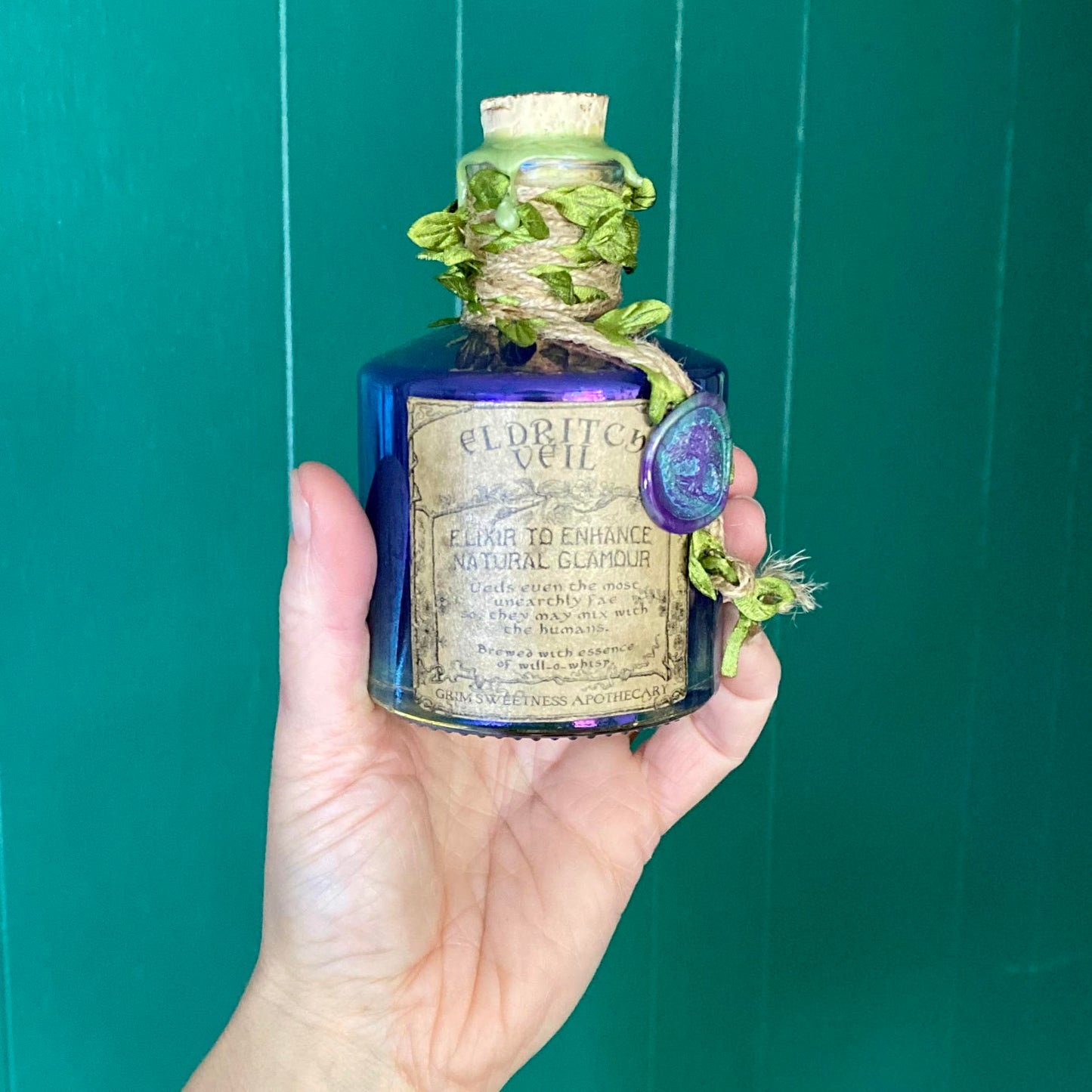 Eldritch Veil. A Fae, Iridescent, Color Change Decorative Potion Bottle